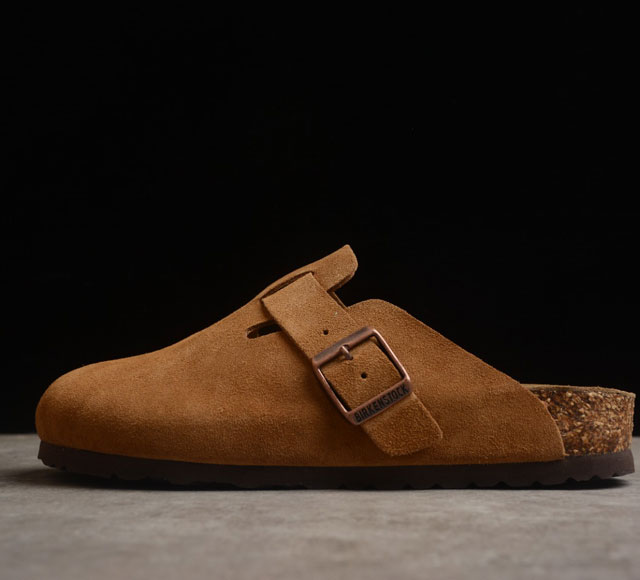 -240 德国百年知名鞋履品牌 博肯 Birkenstock London Shearling Suede Leather 伦敦系列 沙色 低帮四季拖 正确翘头