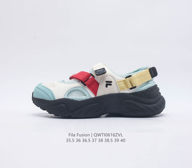 Fila 斐乐 Fluid Sandal 休闲运动凉鞋 夏季室内户外潮流时尚舒适百搭魔术贴厚底 货号 T12W321401FSH 尺码 35.5