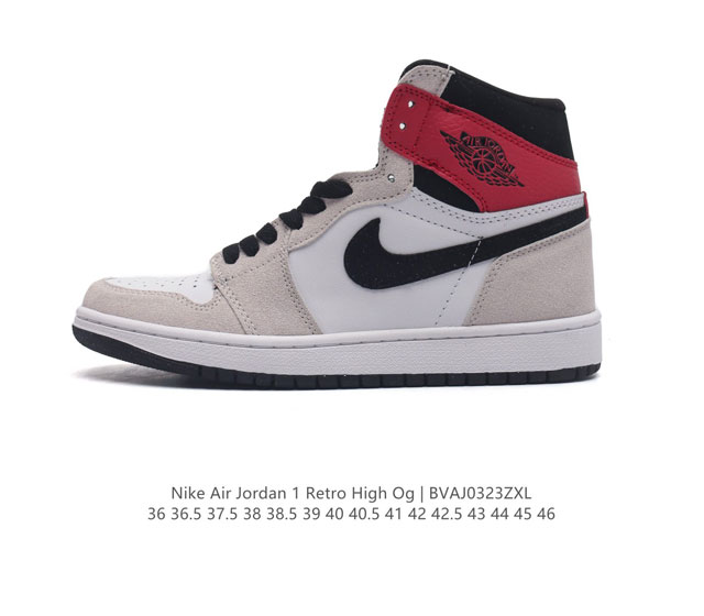 耐克 男女鞋 Nike Air Jordan 1 Retro High Og 乔丹一代aj1 乔1 Aj1 篮球鞋复刻运动鞋 皮面高帮板鞋的设计灵感源自运动夹克
