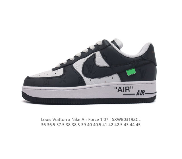 特价 Louis Vuitton X Nike Air Force 1 Low 路易威登联名 耐克 空军一号 Af1 低帮百搭休闲厚底增高运动板鞋 柔软 弹性十